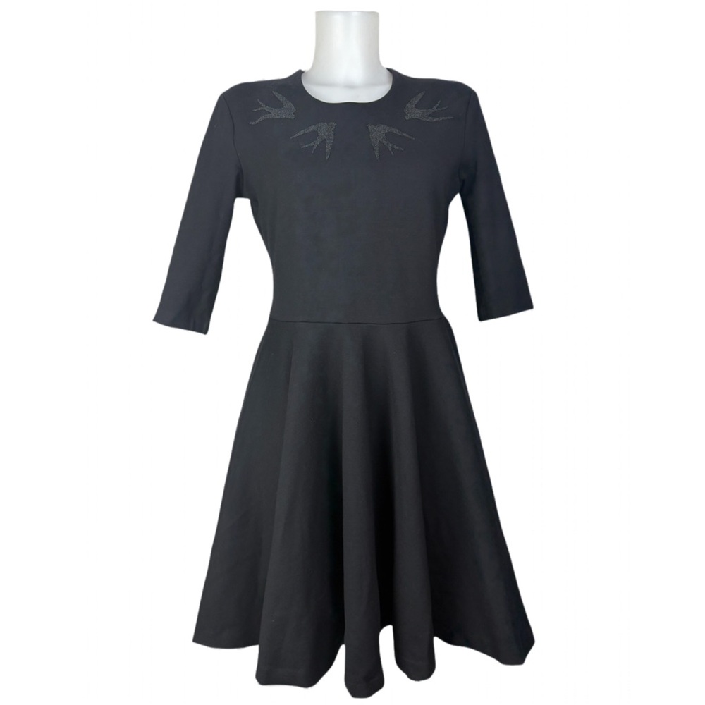NWT McQ Alexander McQueen Black Swallow Embellished Skater Dress